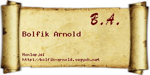 Bolfik Arnold névjegykártya